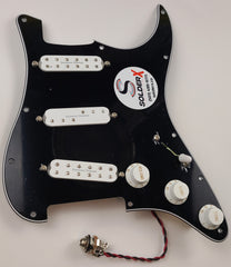 SolderX Solderless EZ-Connect Quick-Install Loaded Pickguard Seymour Duncan Everything Axe Pickups, White on Black 3-Ply - AxLabs