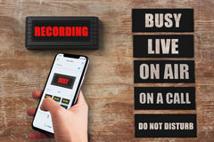 BusyBox S App-Controlled On Air / Recording / Live Rechargeable LED Sign - Vintage Style Radio Cover