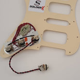 SolderX 7-Way Pre-Wired HSH Pickguard for Strat® and Seymour Duncan P-Rails Pickups, Cream - AxLabs