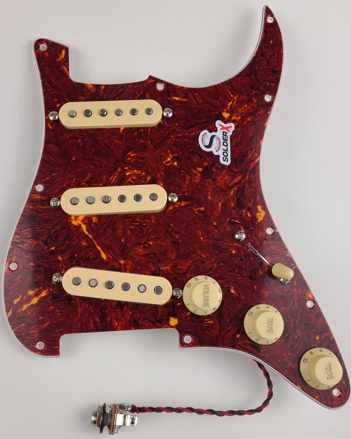 SolderX Loaded Pickguard DiMarzio Area 61™, Area 67™, Area 58™, 7-way Wiring, Tortoise, Aged White - AxLabs