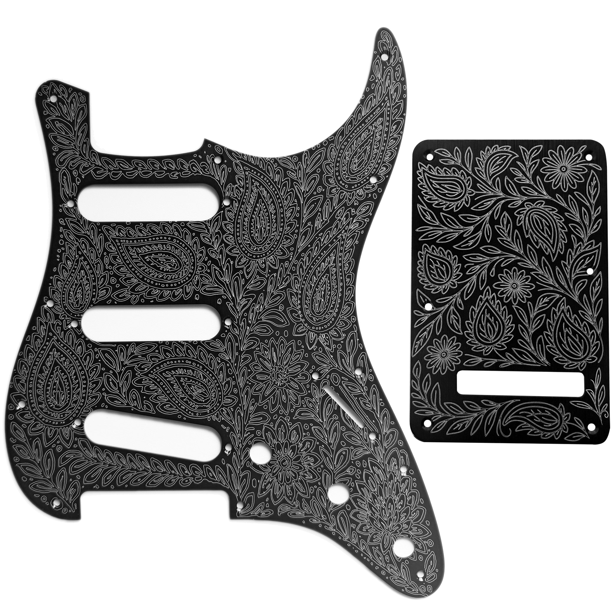 AxLabs Aluminum Etched Paisley Strat-style Pickguard & Back Plate - S/S/S - AxLabs
