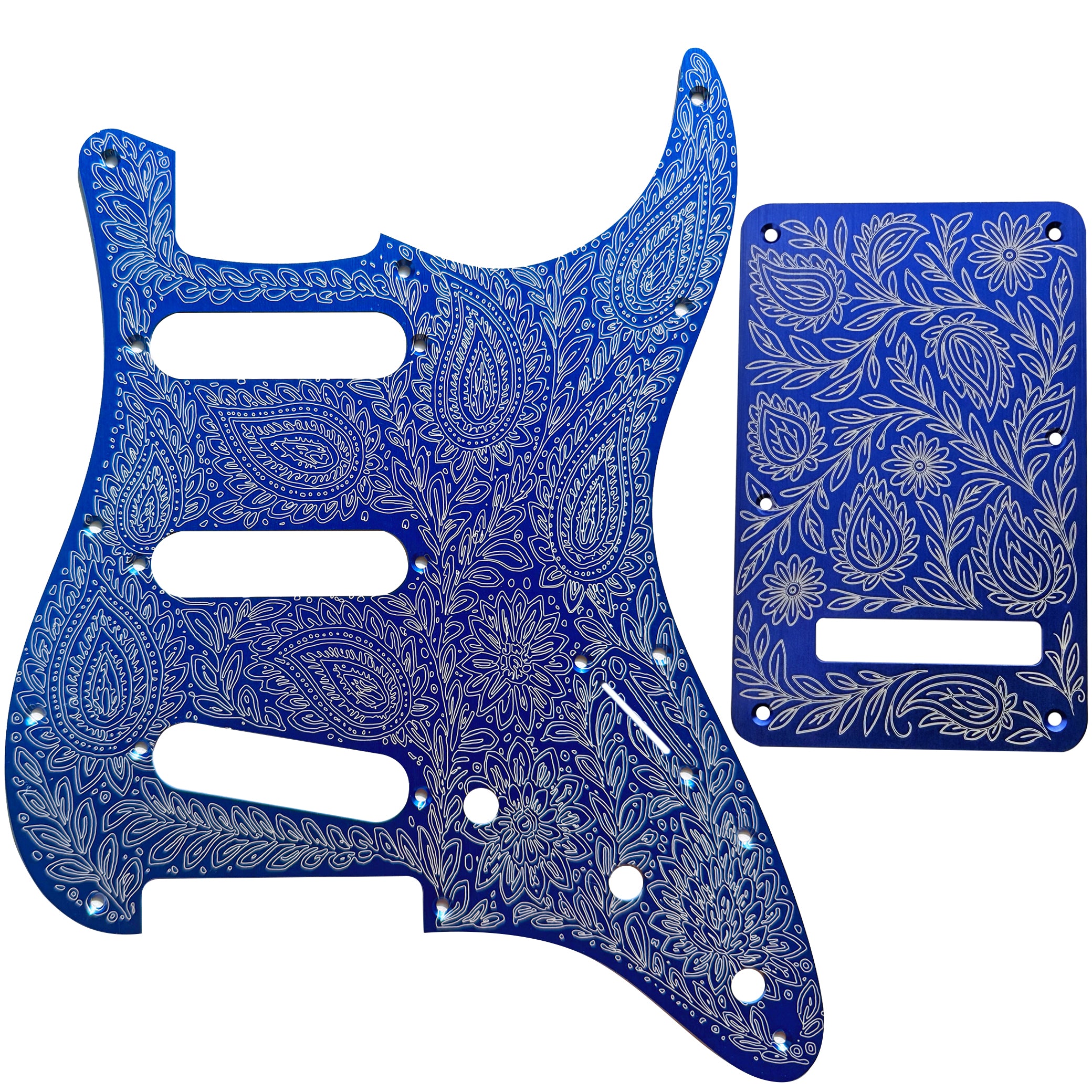 AxLabs Aluminum Etched Paisley Strat-style Pickguard & Back Plate - S/S/S - AxLabs