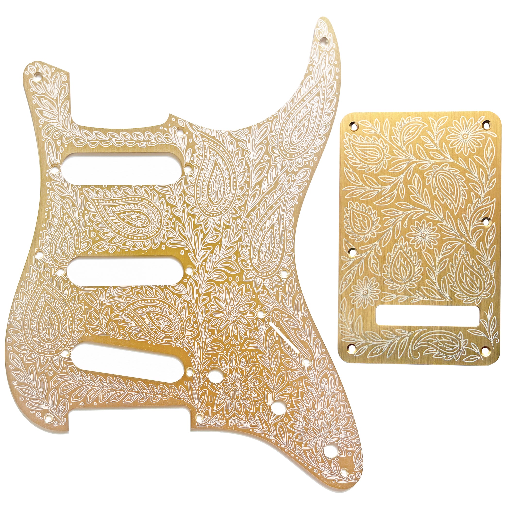 AxLabs Aluminum Etched Paisley Strat-style Pickguard & Back Plate - S/S/S - AxLabs