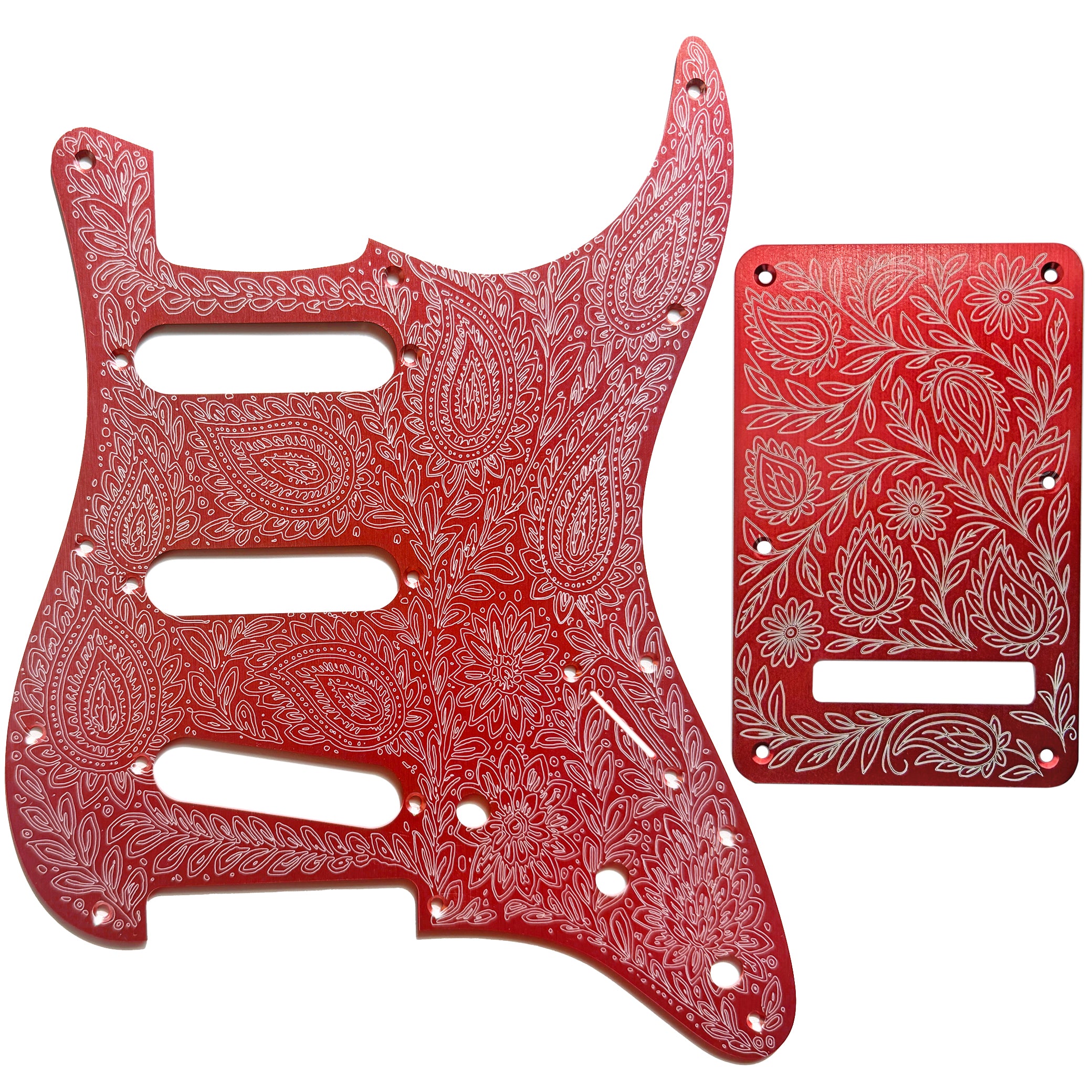 AxLabs Aluminum Etched Paisley Strat-style Pickguard & Back Plate - S/S/S - AxLabs