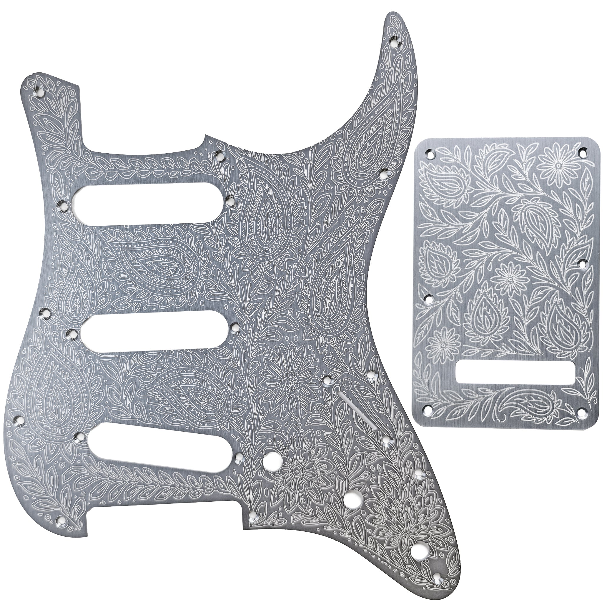AxLabs Aluminum Etched Paisley Strat-style Pickguard & Back Plate - S/S/S - AxLabs