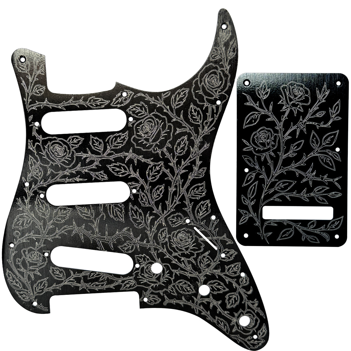 AxLabs Aluminum Etched Rose Strat-style Pickguard & Back Plate - S/S/S - AxLabs