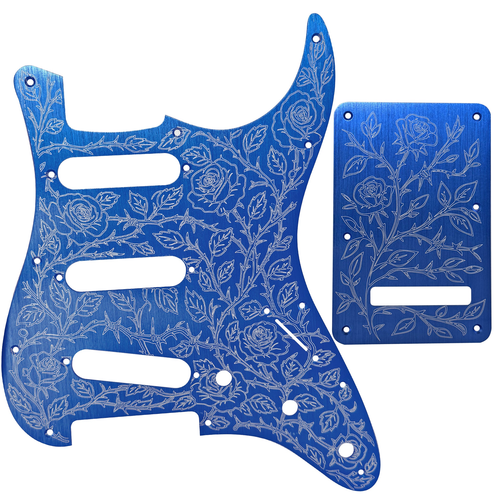 AxLabs Aluminum Etched Rose Strat-style Pickguard & Back Plate - S/S/S - AxLabs