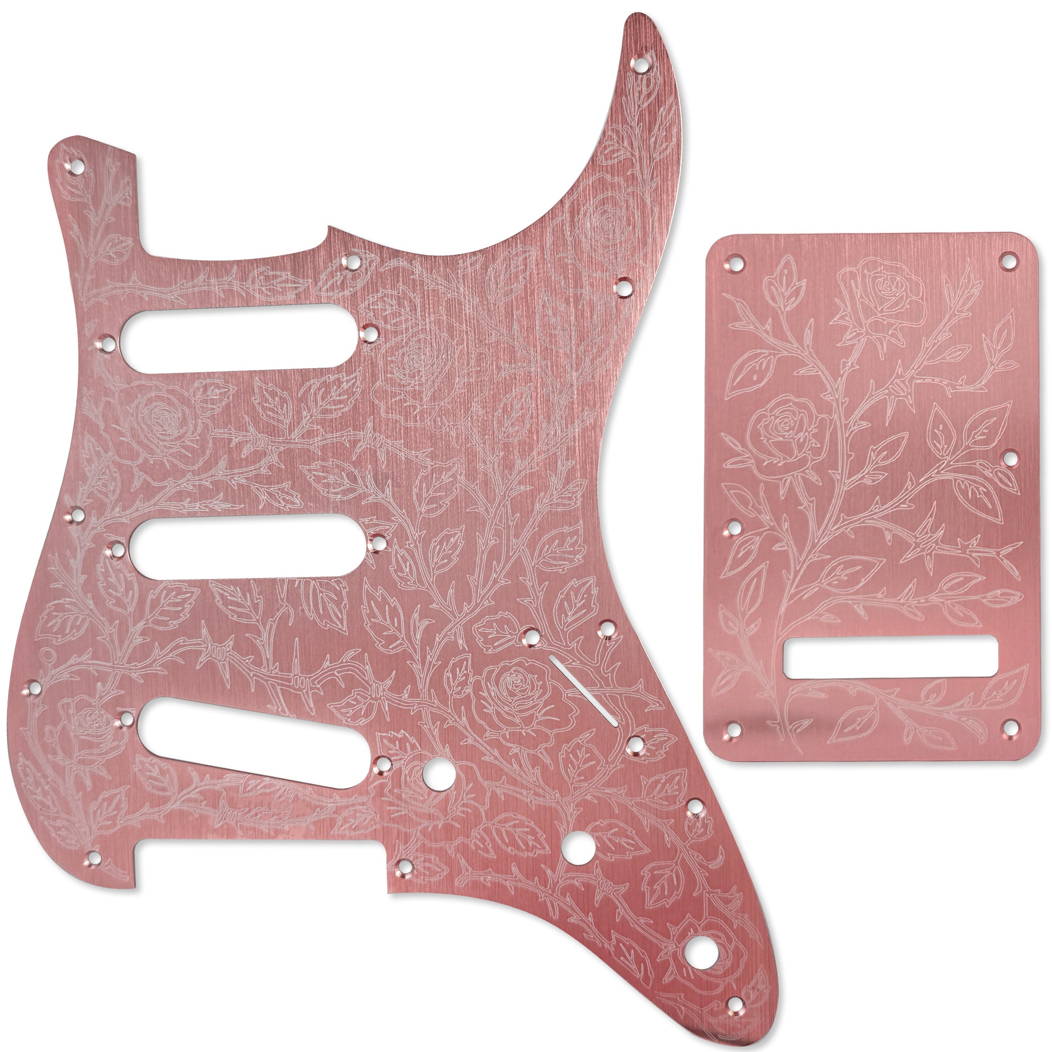 AxLabs Aluminum Etched Rose Strat-style Pickguard & Back Plate - S/S/S - AxLabs