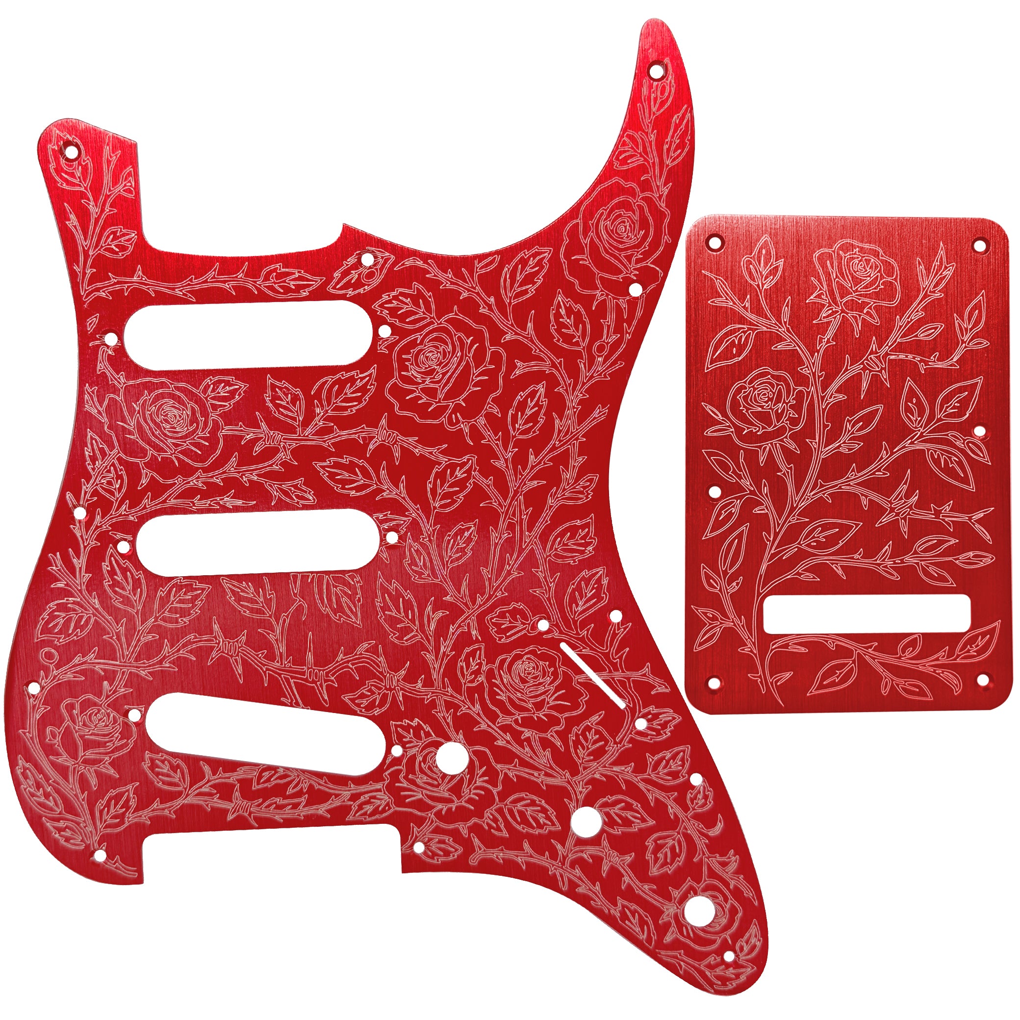 AxLabs Aluminum Etched Rose Strat-style Pickguard & Back Plate - S/S/S - AxLabs