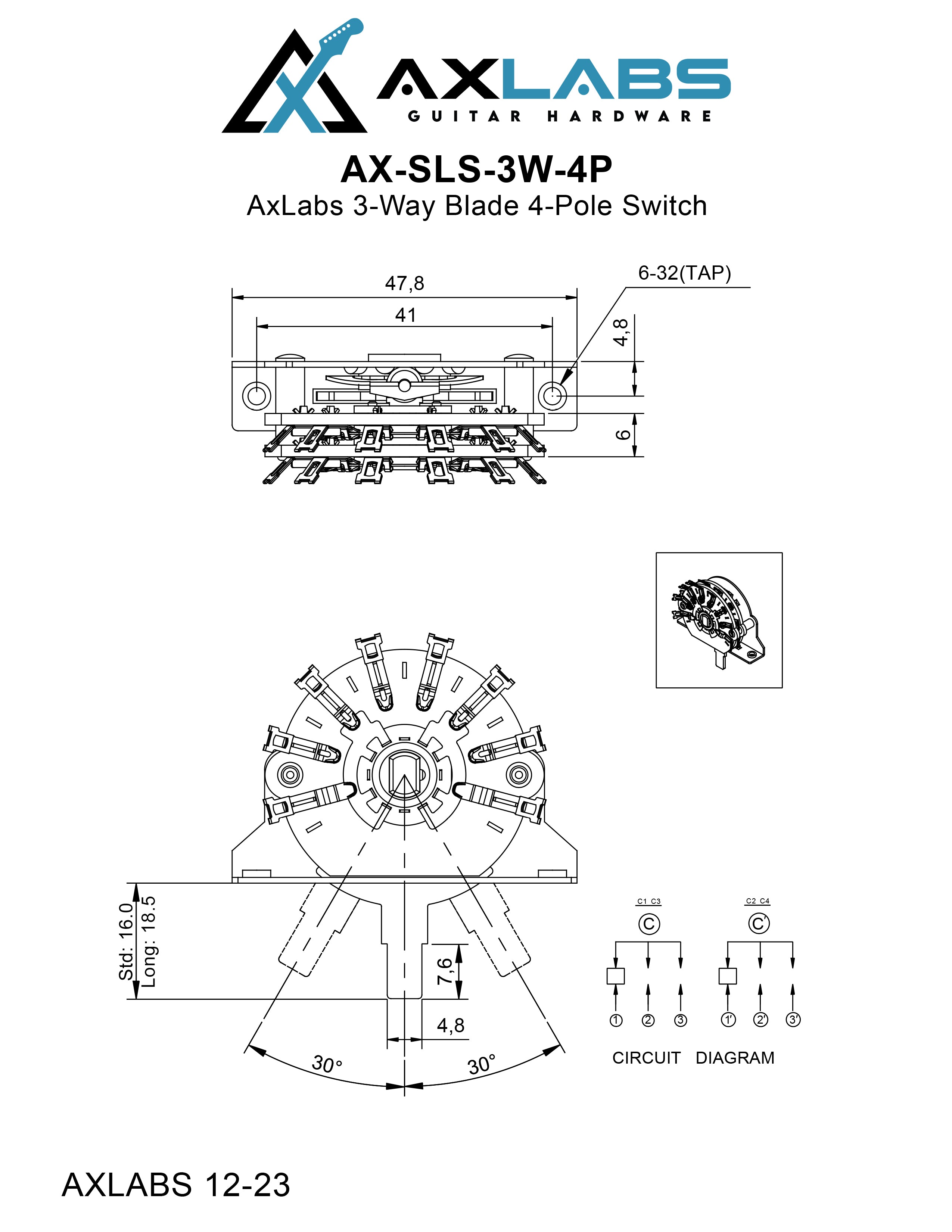 AxLabs 3-Way Blade 4-Pole Switch - AxLabs