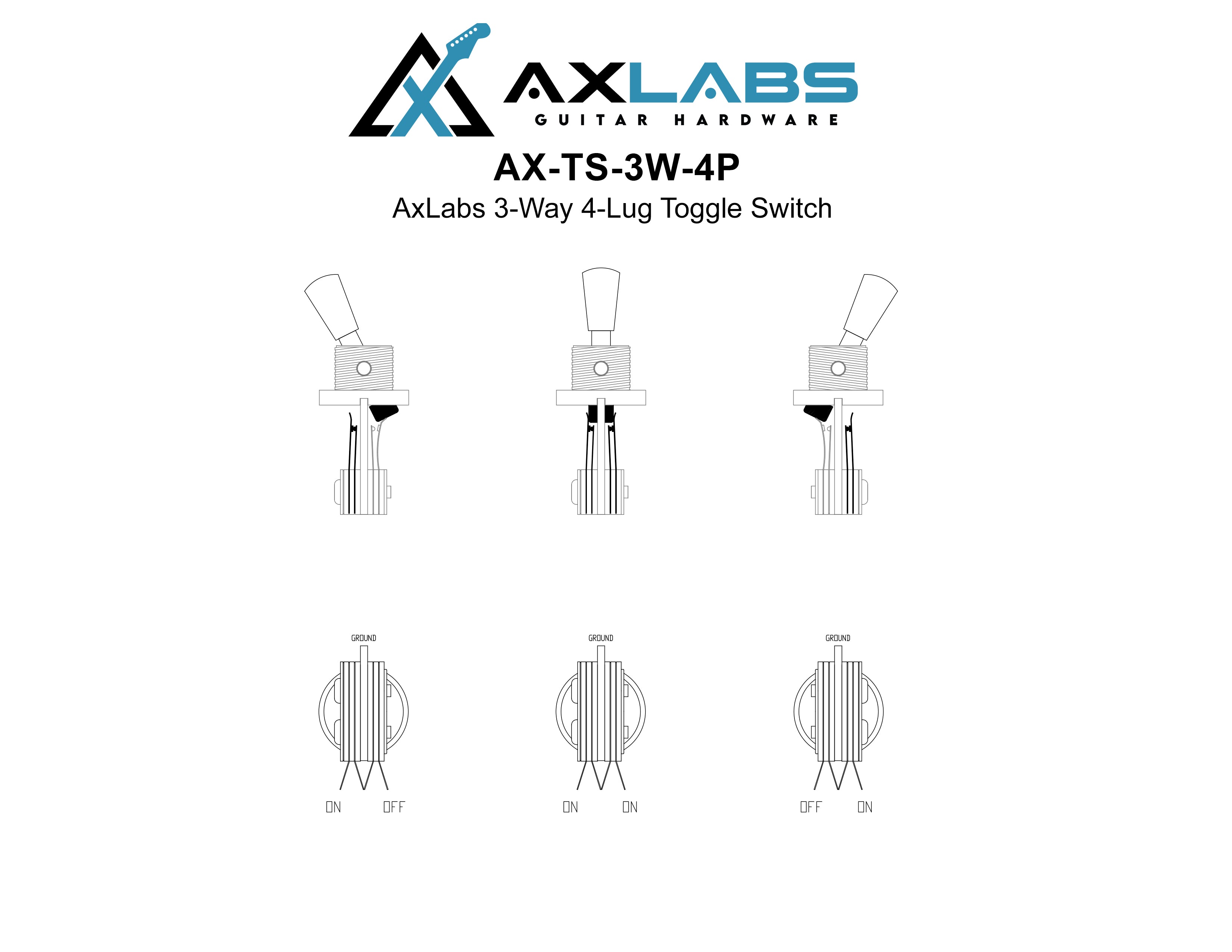 AxLabs 3-Way, 2-Pole / 4-Lug Toggle Switch - AxLabs