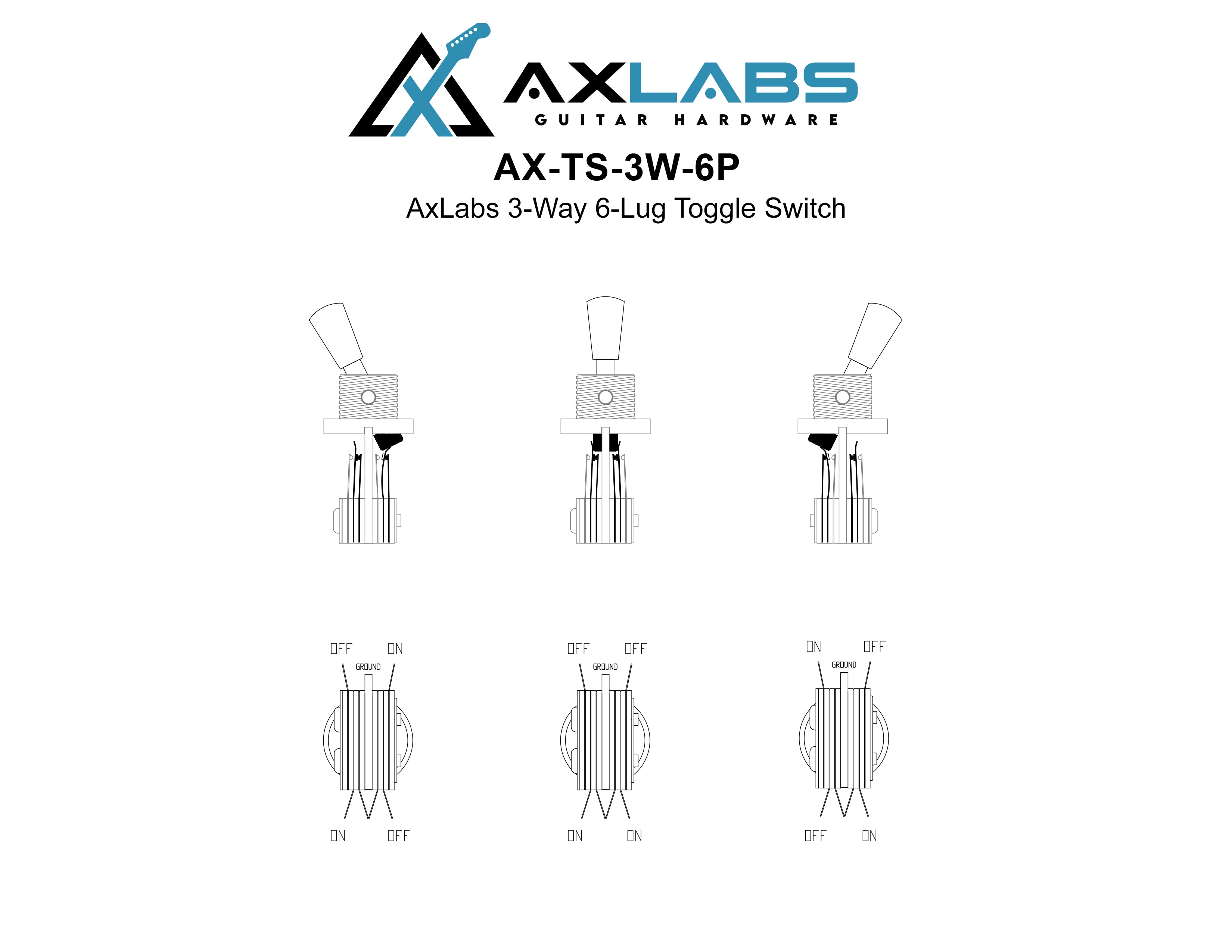 AxLabs 3-Way, 2-Pole / 6-Lug Toggle Switch