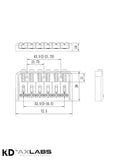 KD By AxLabs 6-String Hardtail Bridge - String-Through-Body, 3-Screw Mount - AxLabs