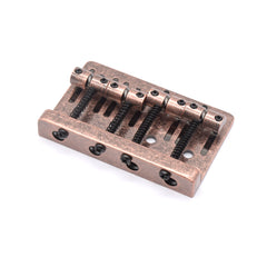 KD By AxLabs Vintage-Style Bass Bridge - 5-Screw, 4-String, String-Through-Top Or Bottom, Brass Saddles - AxLabs