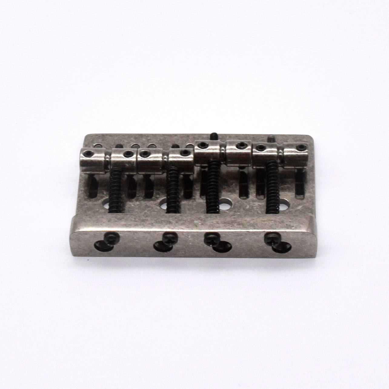 KD By AxLabs Vintage-Style Bass Bridge - 5-Screw, 4-String, String-Through-Top Or Bottom, Brass Saddles - AxLabs