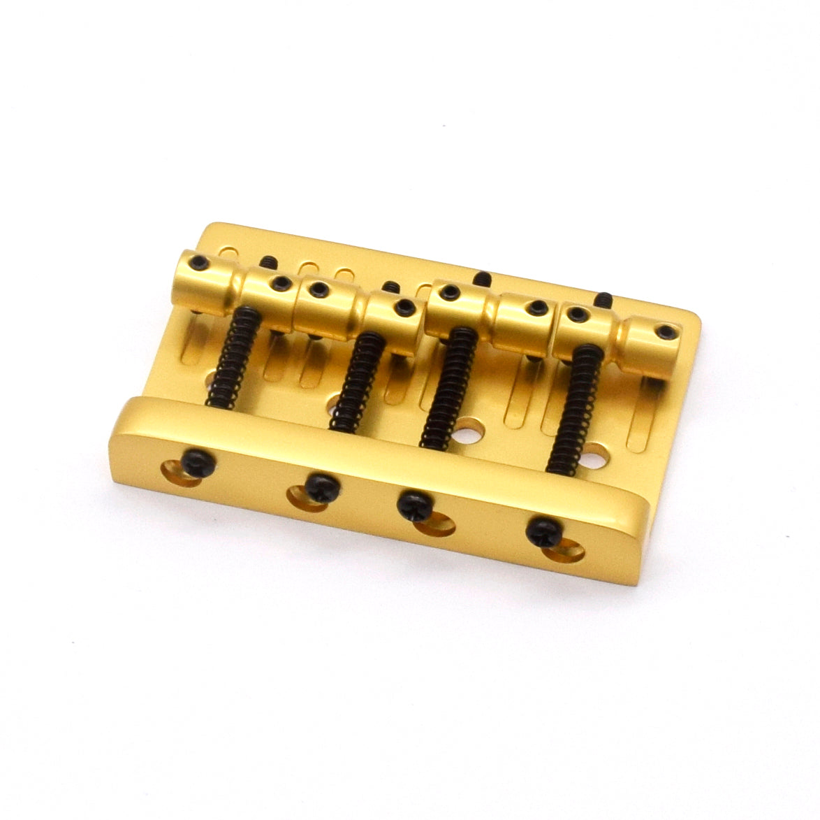 KD By AxLabs Vintage-Style Bass Bridge - 5-Screw, 4-String, String-Through-Top Or Bottom, Brass Saddles - AxLabs