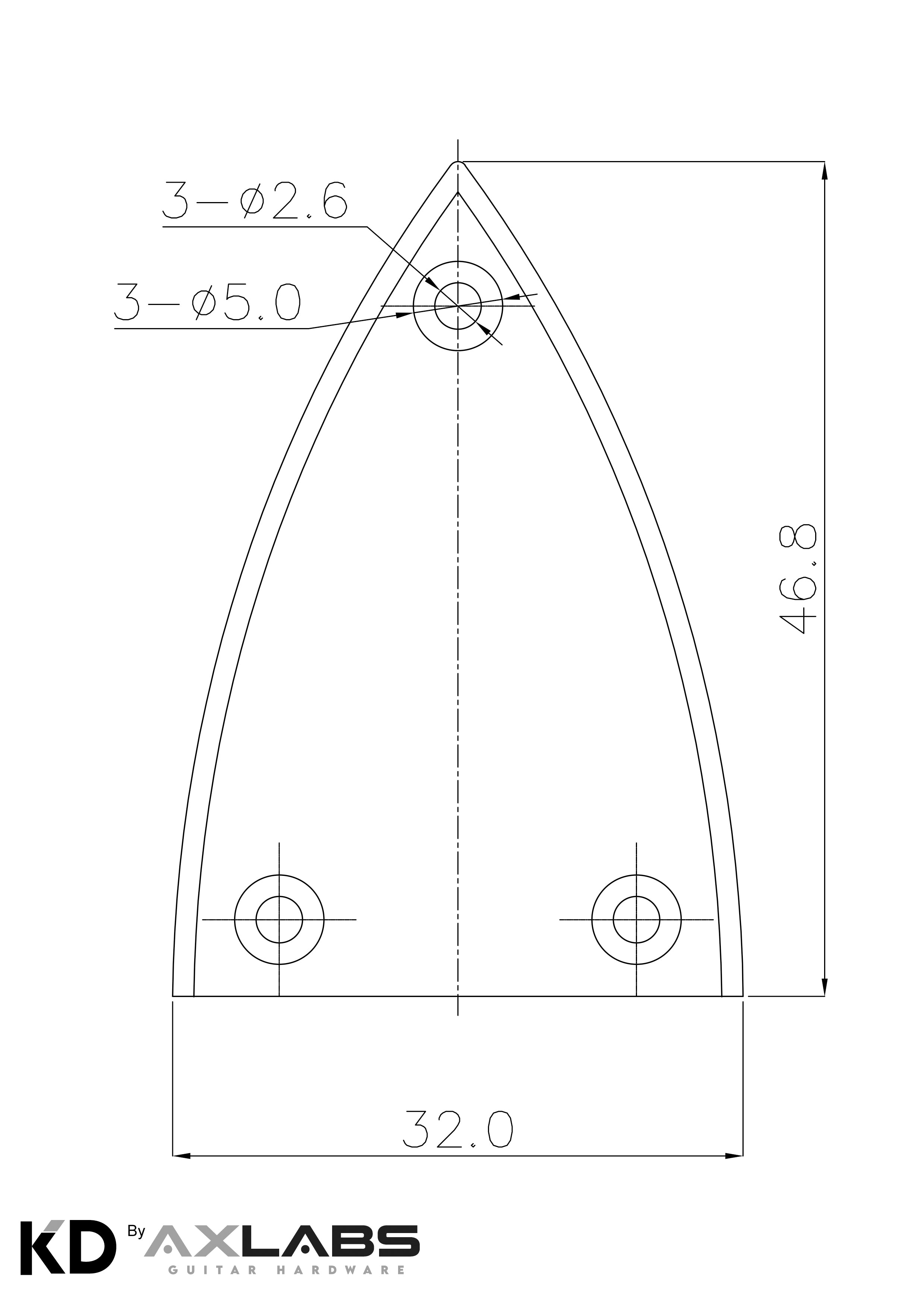 KD By AxLabs Truss Rod Cover - Large Spade Shape, 3-Screw - AxLabs