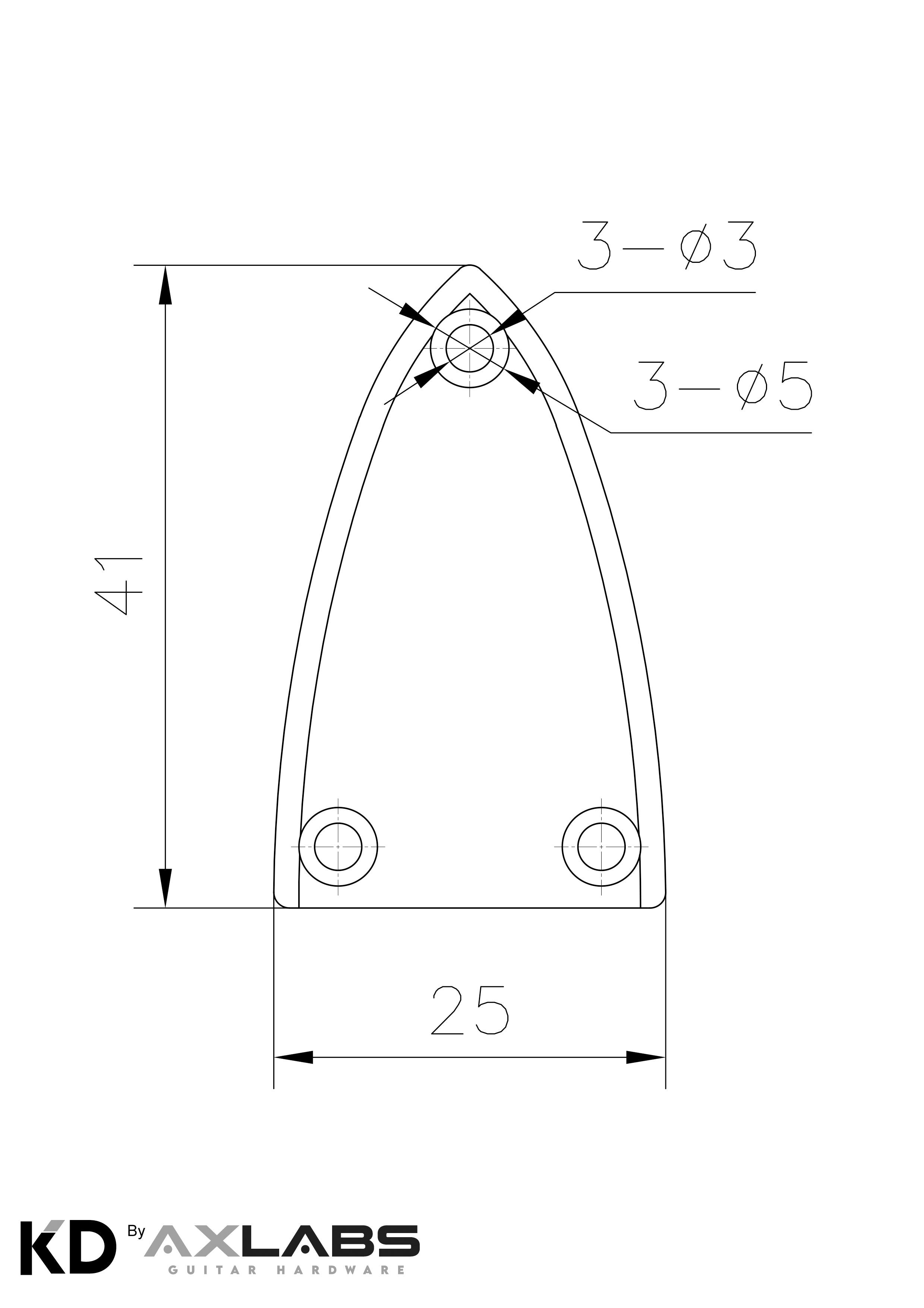 KD By AxLabs Truss Rod Cover - Small Spade Shape 3-Screw - AxLabs