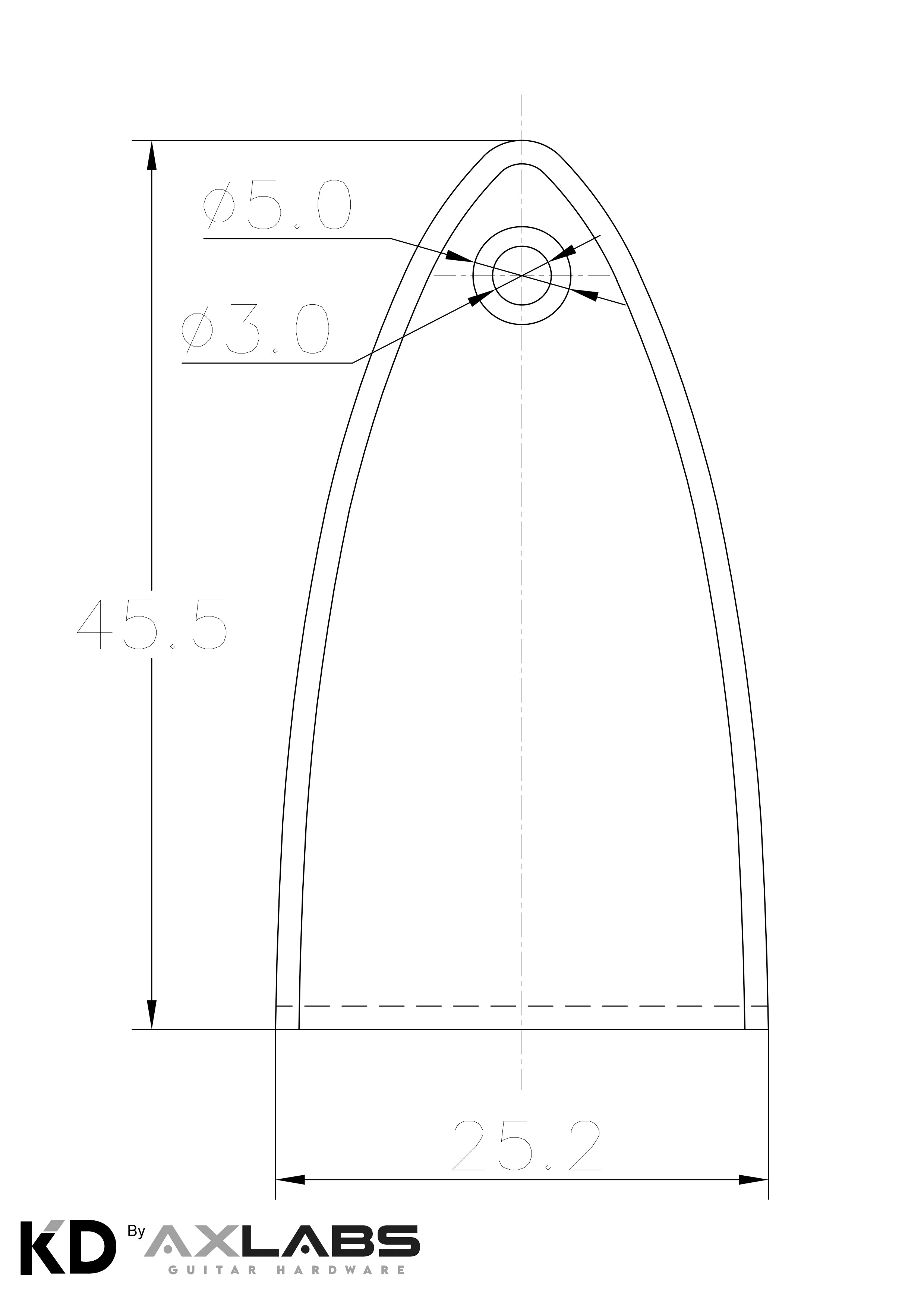 KD By AxLabs Truss Rod Cover - Small Spade Shape, 1-Screw - AxLabs