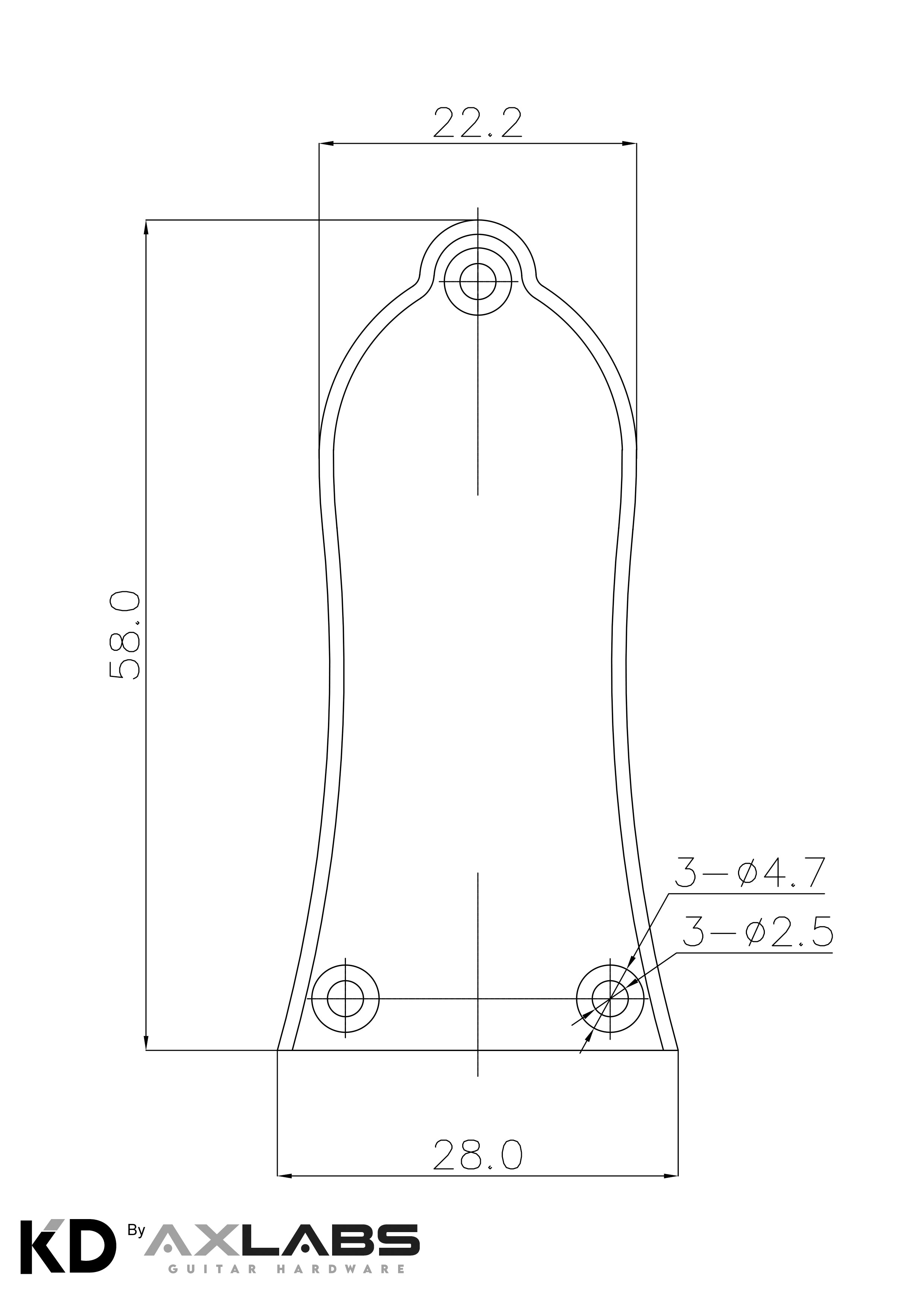 KD By AxLabs Epi Style 3-Hole Truss Rod Cover - 2 Ply - AxLabs